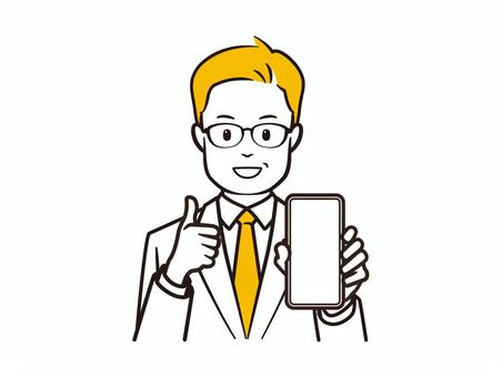 スマホ見せてグッドサインする男性医者 医者,病院,クリニック,医療,白衣,ドクター,研究者,研究員,内科,外科のイラスト素材