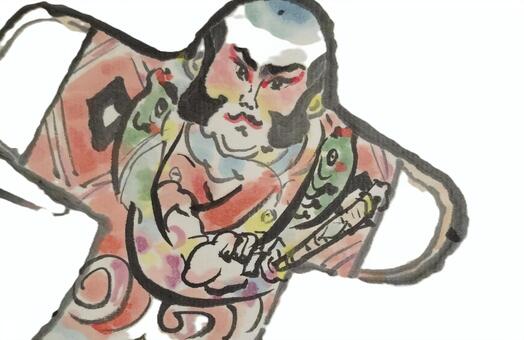 やっこだこ やっこだこ,たこ,お正月,絵手紙,水彩画,墨彩画,手描き,冬,ポストカード,年賀状のイラスト素材