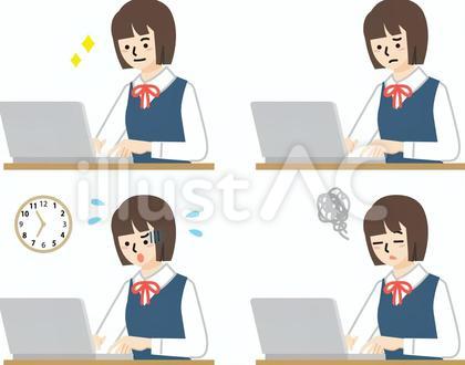 パソコン中の女学生