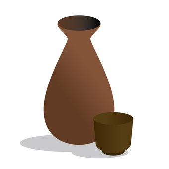 徳利とお猪口_4c_02 徳利,お猪口,お酒,日本酒,酒,とっくり,アイコン,カラー,イラストのイラスト素材