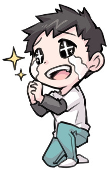 泣いて喜ぶ男 泣いて喜ぶ男 感動,喜び,男性,涙,キラキラ,嬉しい,泣く,跪く,祈る,ジーンズのイラスト素材