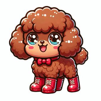 Toy poodle wearing red shoes, , JPG and PNG