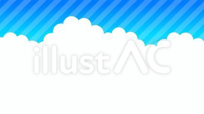 16:9背景 斜ストライプ青空と入道雲B