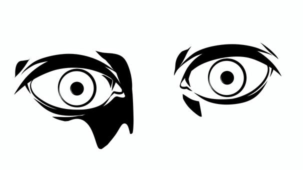 見開いた目のイラスト 目,両目,見開く,視線,凝視,驚き,恐怖,不安,覚醒,注視のイラスト素材