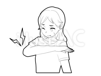 【白黒】肘が痛い人【線画】