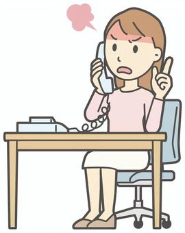  ロングヘア女性-432-全身 電話,怒る,女性,女の子,人物,かわいい,怒り,キレる,ムカつく,喧嘩のイラスト素材