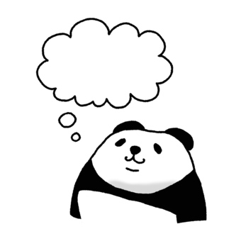 パンダシリーズ　天を仰ぐ　吹き出し1 パンダ,かわいい,動物,吹き出し,フレーム,仰ぐ,影,笑顔,見上げる,空白のイラスト素材