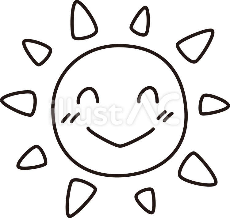 たいよう笑顔 太陽,白黒,おひさまのイラスト素材