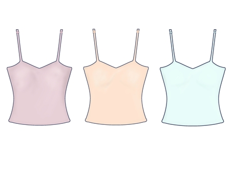 キャミソールカップ付き3枚セット キャミソール,女性用,レディース,下着,肌着,衣類,ブラキャミ,カップ付き,インナー,着替えのイラスト素材