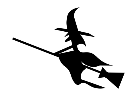 Illustration, witch, silhouette, a broom, 