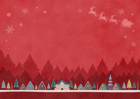 クリスマスの街並みとサンタの背景素材03 クリスマス,背景,赤,サンタクロース,サンタ,水彩,テクスチャ,街並み,クリスマスイブ,風景のイラスト素材