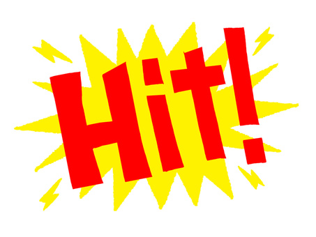 hit ヒット,文字絵,英語,爆発,衝撃,pop調,手描き,挿絵,ワンポイント,素材のイラスト素材