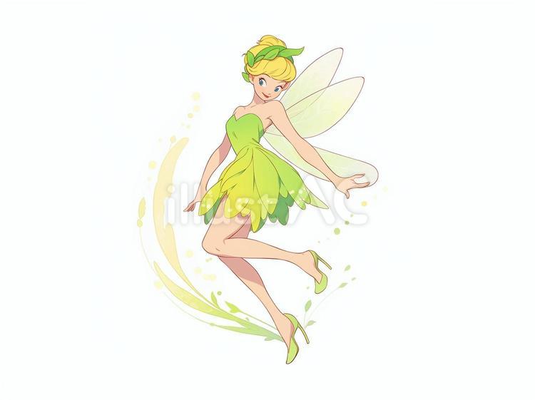 黄緑の妖精 妖精,黄緑,かわいいのイラスト素材
