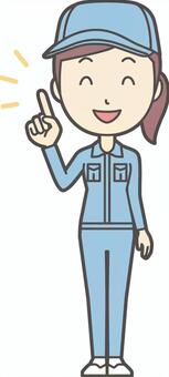 Worker Female Blue-204-Whole Body, people, female, finger pointing, JPG, PNG and AI