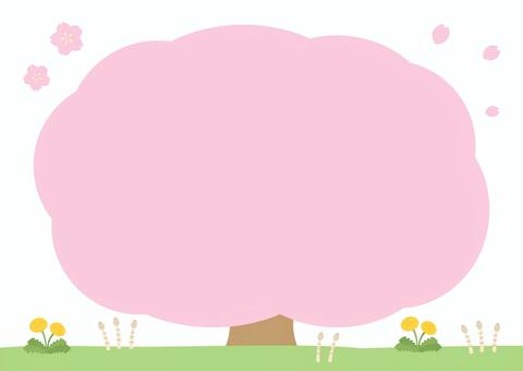 桜の木のフレーム。春の背景 春,桜,入学,卒業,卒業式,入学式,花,背景,フレーム,かわいいのイラスト素材