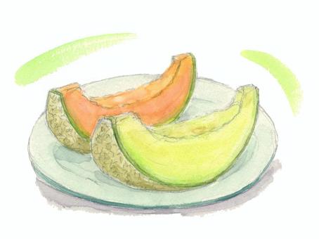 Two types of melon, JPG and PNG Two types of melon, melon, fruit, handwriting, JPG and PNG