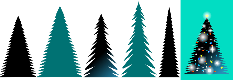 針葉樹素材のセット 針葉樹,素材,セット,クリスマスツリー,もみの木,森,風景,植物,樹木,松の木のイラスト素材