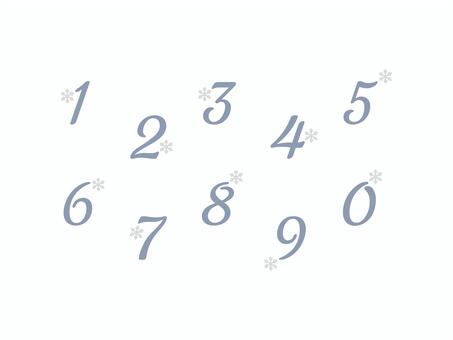 数字（雪の結晶）02-01 数字,ナンバー,雪,雪の結晶,アイコン,マーク,シンプル,セットのイラスト素材