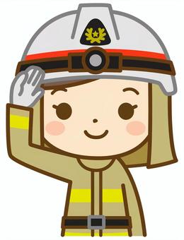 敬礼する女性消防士 消防士,消防隊員,消防官,消防,隊員,女性,消防服,防火服,ヘルメット,敬礼のイラスト素材