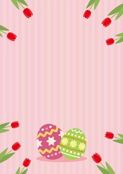 春のイースターの背景 イースター,イースターエッグ,チューリップ,花,春,ちょうちょ,かわいい,おしゃれ,コピースペース,背景のイラスト素材