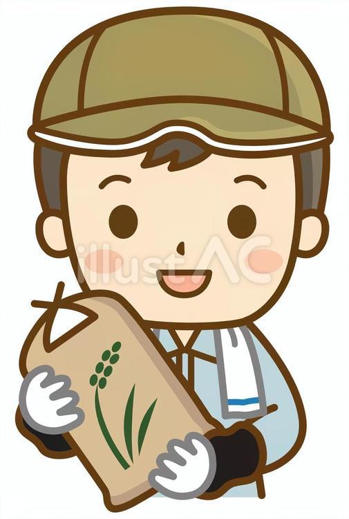 米袋を持つ男性 農家,農業,米農家のイラスト素材