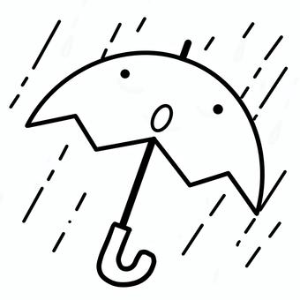 激しい雨の中の傘 モノクロ 傘,雨,天気のイラスト素材