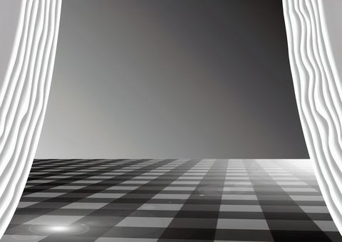 カーテンオープン　 カーテン,オープン,ステージ,ショー,お披露目,発表,豪華,暗い,a4のイラスト素材