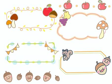 秋のおたより　枠 おたより,秋,枠線,保育園,保育園おたより,りんご,どんぐり,ゆるかわいいのイラスト素材
