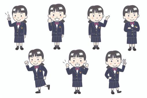 女子中高校生_冬服ブレザー_立ちポーズ1 高校生,中学生,制服,ブレザー,冬服,jk,z世代,若者,10代,女子のイラスト素材