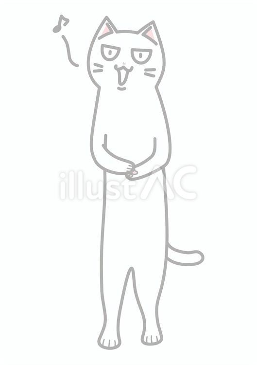 歌う白猫 猫,歌う,歌のイラスト素材