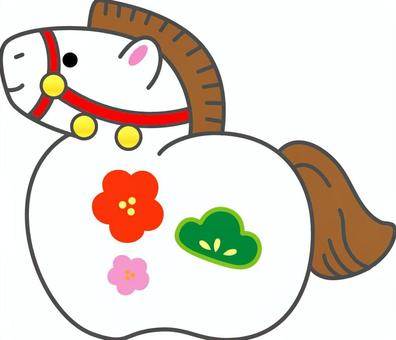 干支の午のイラスト 干支,2026,午,白,白馬,神聖,上向き,にっこり,カラー,お正月のイラスト素材