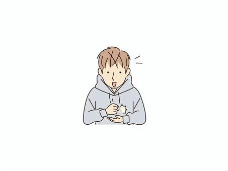 納得するパーカーを着た若い男性 納得するパーカーを着た若い男性 理解,承認,同意,受け入れ,共感,合意,納得,カラー,若者,男性のイラスト素材
