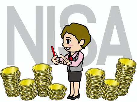 壱A：スマホNISA文字バック 女子B nisa,投資,資産,スマホ,タッチ,タップ,女性,会社員,ショートカット,茶髪のイラスト素材