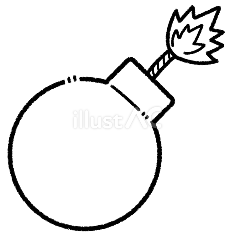 爆弾　線画 爆弾,危険,手描きのイラスト素材