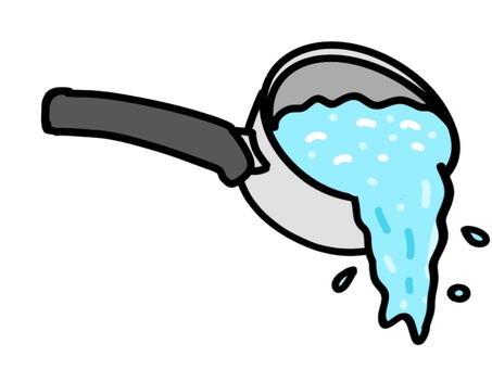 沸騰したお湯を注ぐ　 お湯,注ぐ,捨てる,廃棄,流す,片手,小鍋,沸騰,液体,生活のイラスト素材