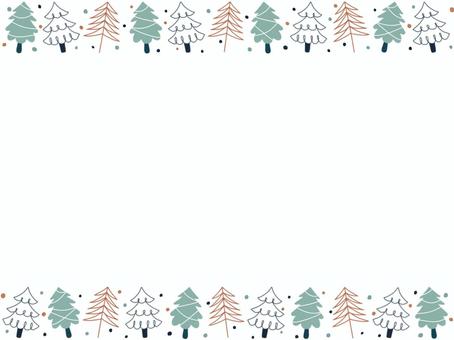 北欧風の冬の木フレーム 冬,雪,雪景色,木,森,ツリー,自然,植物,北欧,北欧風のイラスト素材