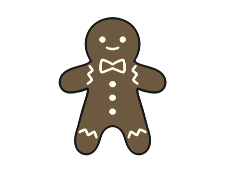 ジンジャーマンクッキーのイラスト ジンジャーブレッドマンクッキー,クリスマス,食べ物,お菓子,顔,人型のイラスト素材