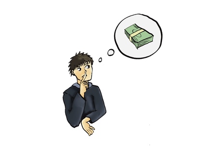 考える人 考える人,お金,悩む男性,ビジネス,手書き風のイラスト素材