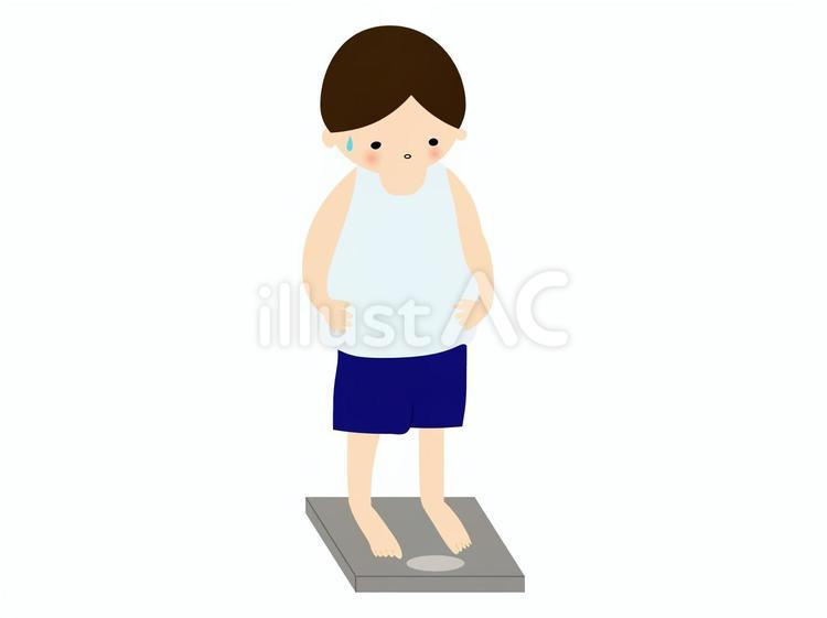 体重を測る太った男性（主線なし） 体重計,計測,測るのイラスト素材