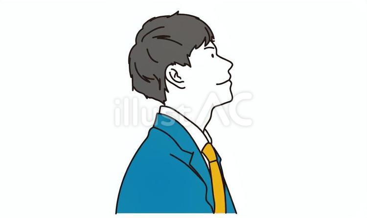 上を見上げるスーツの笑顔の男性の横顔 ビジネスマン,笑顔,目標のイラスト素材