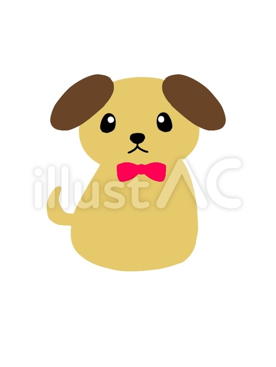 犬 犬,垂れ耳,リボンのイラスト素材
