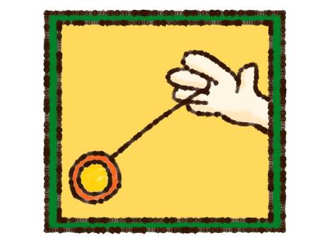 ヨーヨーのアイコン ヨーヨー,遊び,スポーツ,おもちゃ,玩具,アイコン,四角,シンプル,手描き,手のイラスト素材