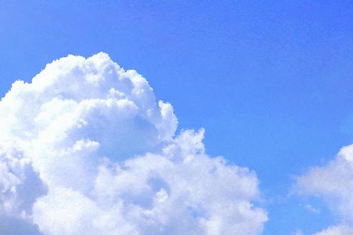 空 青空に浮かぶ入道雲のある夏空 空,青空,夏,雲,入道雲,青,水色,爽やか,背景,壁紙のイラスト素材