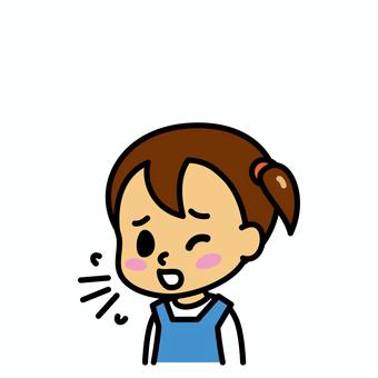 女の子　せき 子供,せき,病気,風邪,インフルエンザ,症状,ぜんそく,女の子,幼児,園児のイラスト素材