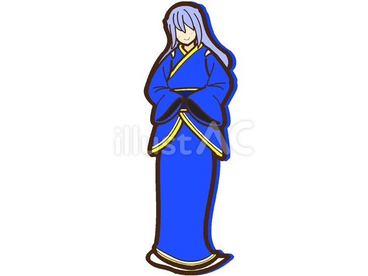 おしとやかな幽霊の女性『青』 女子,人,幽霊のイラスト素材