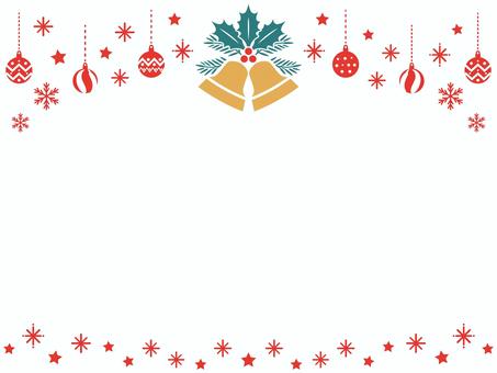 クリスマスベルとオーナメントのフレーム クリスマス,アイコン,モチーフ,フレーム,ベル,シンプル,大人っぽい,可愛い,おしゃれ,きれいのイラスト素材