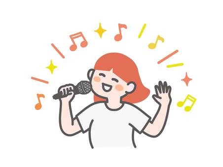 楽しそうに歌う女の子 歌,歌う,カラオケ,女の子,音楽,楽しい,楽しみ,明るい,元気,笑顔のイラスト素材