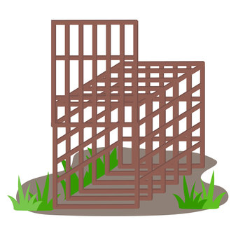 箱わなの仕掛け 箱,罠,箱わな,熊,クマ,大型,害獣,駆除,捕獲,仕掛けのイラスト素材