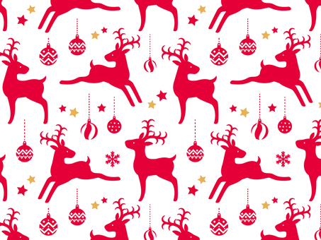 トナカイとオーナメントのパターン_03 トナカイ,クリスマス,モチーフ,パターン,柄,模様,シンプル,大人っぽい,おしゃれ,シックのイラスト素材
