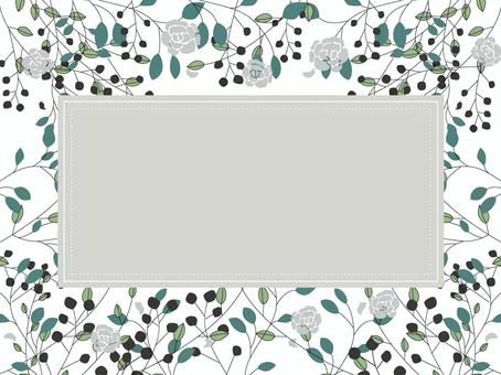 フラワーフレーム 花,フラワー,花柄,植物,ボタニカル,リーフ,グリーン,グレー,くすみカラー,アースカラーのイラスト素材